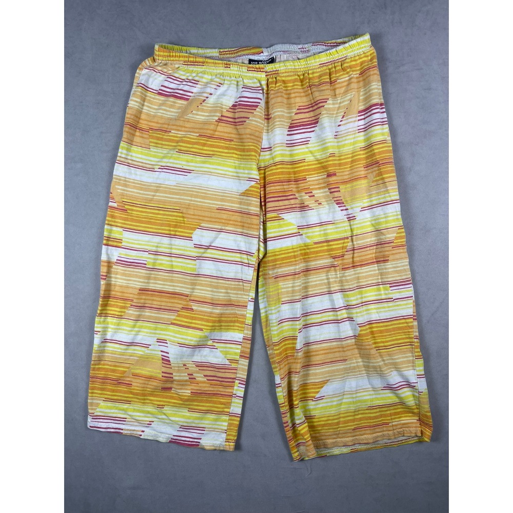 Joe Boxer Mens Small Pajama Pants Orange Yellow Pink Striped Cotton Sleepwear